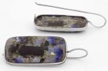 Серьги из мельхиора с содалитом прямоугольник 18х36 мм 63170